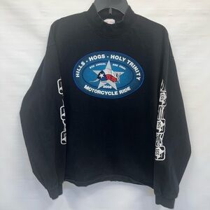 Anvil Shirt Mens Large Black/White Long Sleeve 100% Cotton Holy Trinity Ride